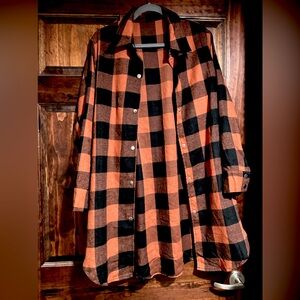 Women’s red and black flannel dress